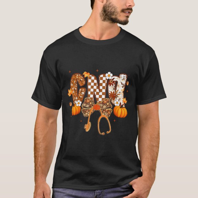Funny Cna Nurse Coquette Bow Stethoscope Fall Girl T-Shirt (Vorderseite)