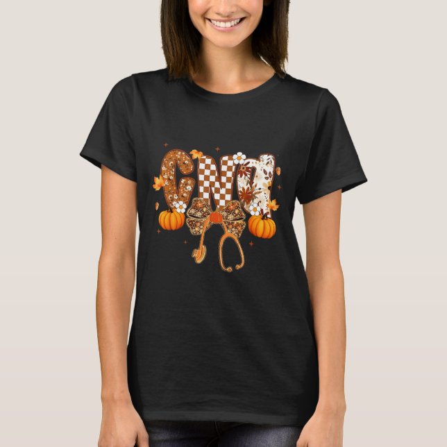 Funny Cna Nurse Coquette Bow Stethoscope Fall Girl T-Shirt (Vorderseite)