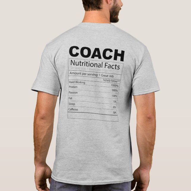 Funny Coach Nutrition Facts T - Shirt  (Rückseite)