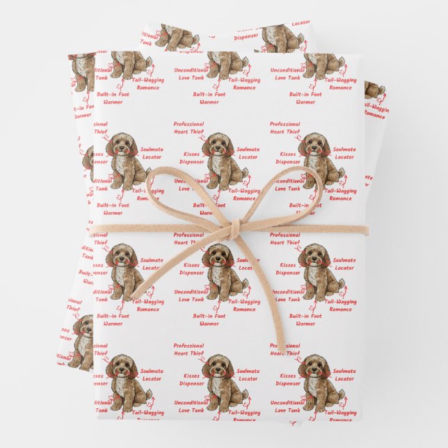 Funny Cockapoo Anatomy - Unique Valentine Geschenkpapier Set (Beispiel)