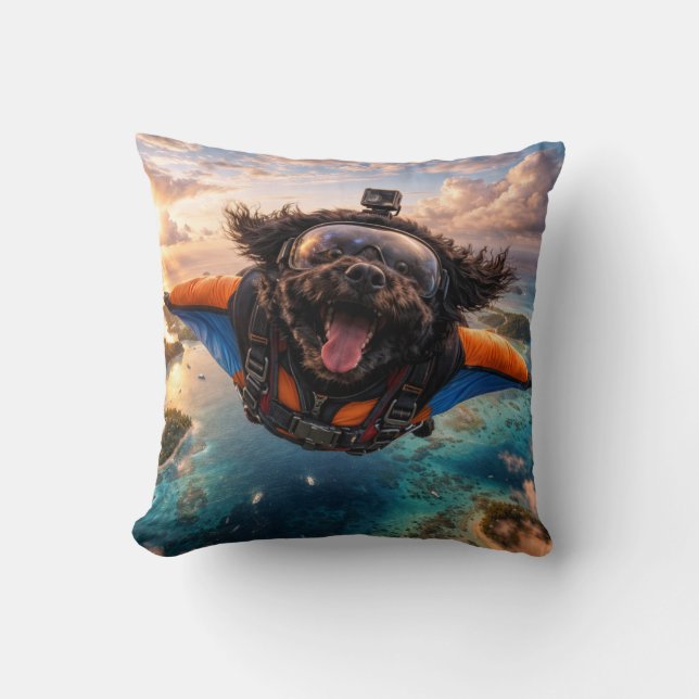 Funny Cockapoo Gift | Flying Dog Cushion Kissen (Vorderseite)