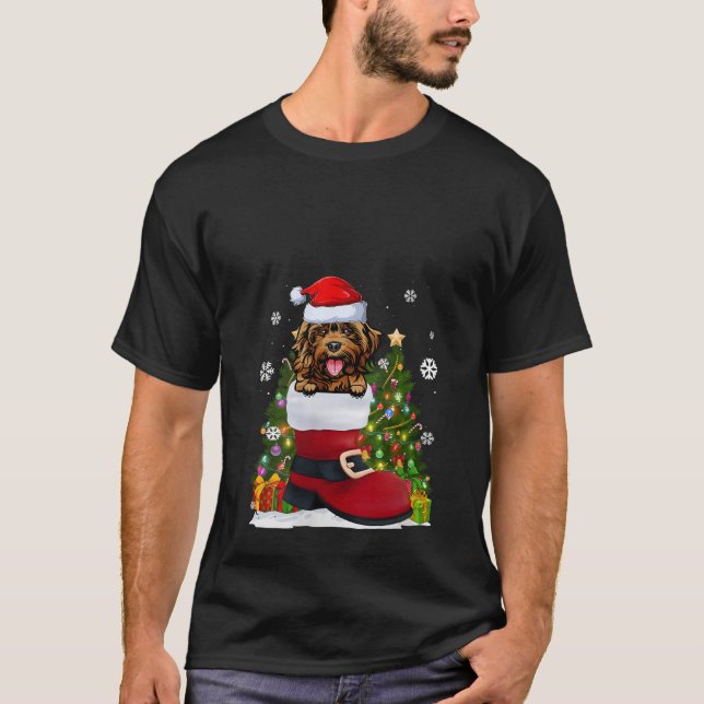 Funny Cockapoo in der Shoe Weihnachtsmannmütze Ugl T-Shirt (Vorderseite)