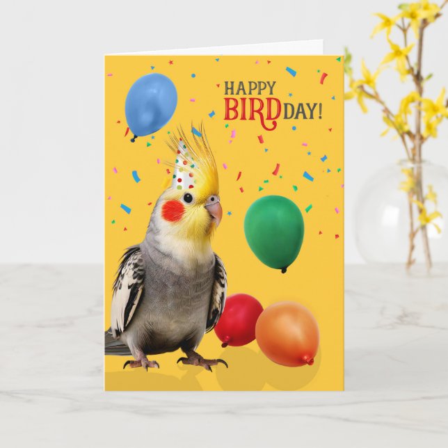 Funny Cockatiel Parrot Birthday Humor Karte (Gelbe Blume)