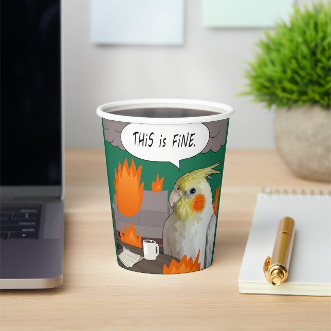 Funny Cockatiel Remote Worker Dies ist ein schönes Pappbecher (InSitu)