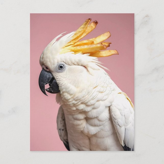 Funny Cockatoo mit französischem Wappen Postkarte (Vorderseite)