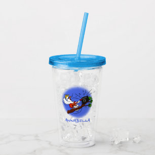 Funny Cockatoo spielt Rockgitarre Cartoon Acryltrinkbecher