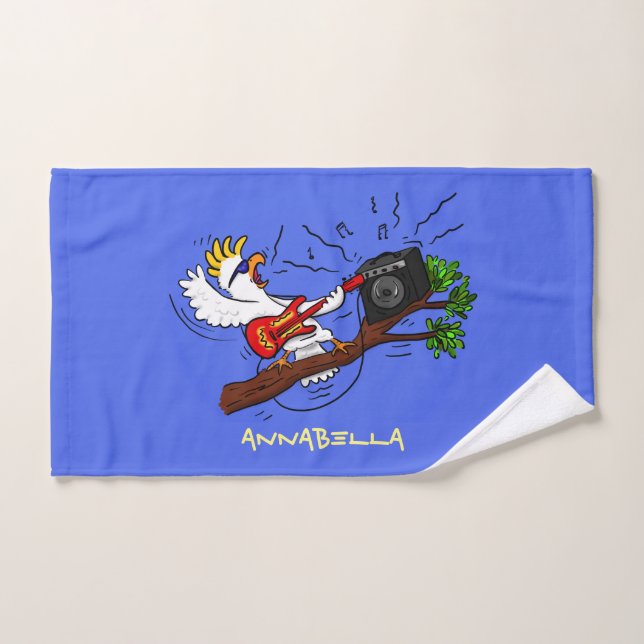 Funny Cockatoo spielt Rockgitarre Cartoon Badhandtuch Set (Handtuch)