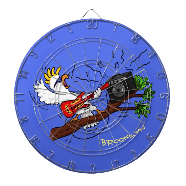 Funny Cockatoo spielt Rockgitarre Cartoon Dartscheibe (vorne)