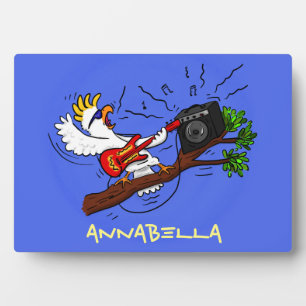Funny Cockatoo spielt Rockgitarre Cartoon Fotoplatte