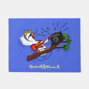 Funny Cockatoo spielt Rockgitarre Cartoon Fußmatte