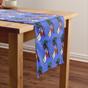 Funny Cockatoo spielt Rockgitarre Cartoon Kurzer Tischläufer