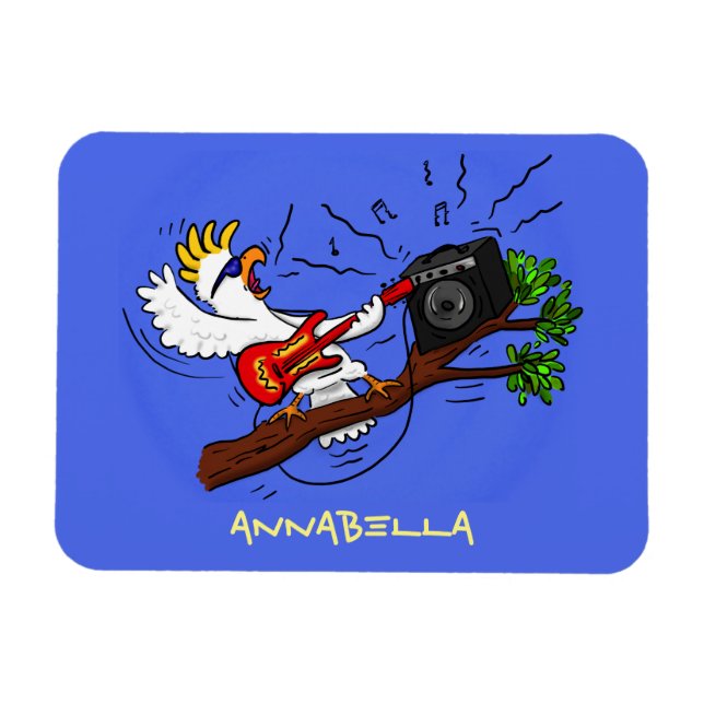 Funny Cockatoo spielt Rockgitarre Cartoon Magnet (Horizontal)
