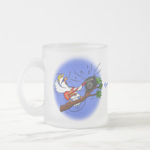 Funny Cockatoo spielt Rockgitarre Cartoon Mattglastasse