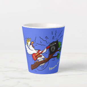 Funny Cockatoo spielt Rockgitarre Cartoon Milchtasse