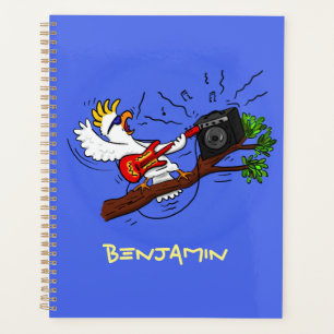 Funny Cockatoo spielt Rockgitarre Cartoon Planer