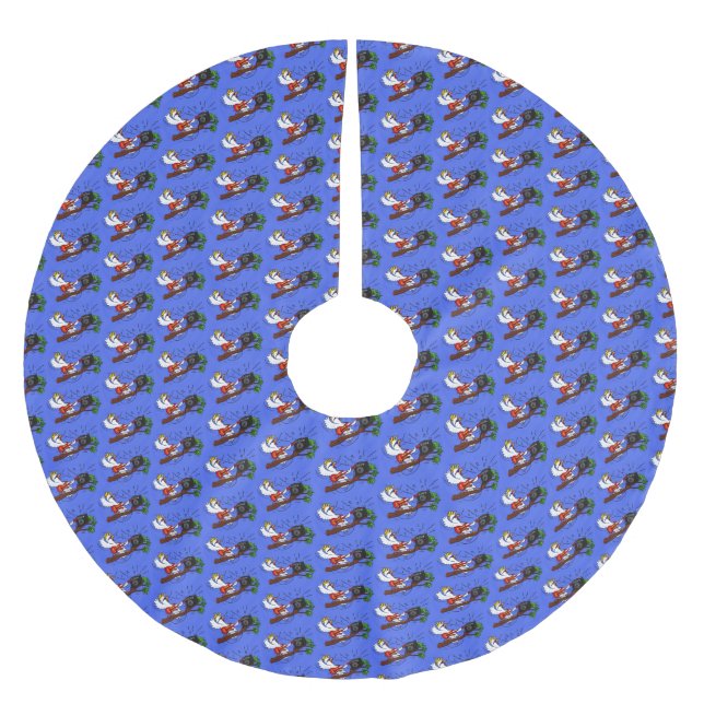 Funny Cockatoo spielt Rockgitarre Cartoon Polyester Weihnachtsbaumdecke (Vorderseite)