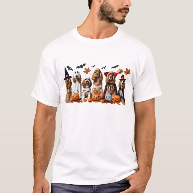 Funny Cocker Spaniel Halloween Hund Lover T-Shirt (Vorderseite)