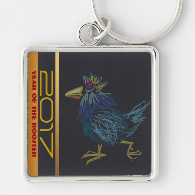 Funny Cockerel Chinese Rooster Year Zodiac KeyC Schlüsselanhänger (Vorne)