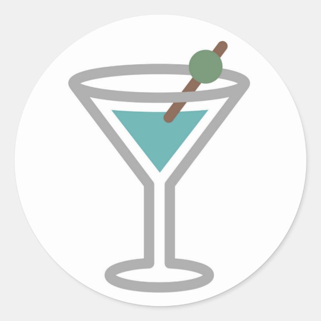 Funny Cocktail Martini Emoji Runder Aufkleber (Vorderseite)