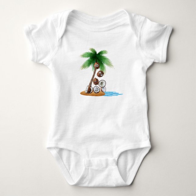 Funny Coconut Chaos - Humorvolle Palme Tree Baby Strampler (Vorderseite)