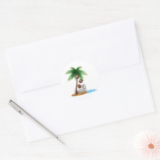 Funny Coconut Chaos - Humorvolle Palme Tree Runder Aufkleber