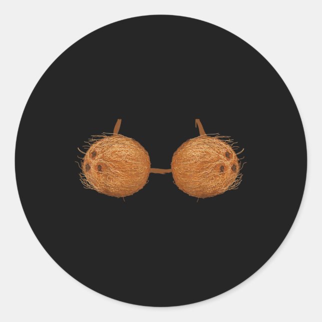 Funny Coconuts Summer Coconut Bra Halloween Costum Runder Aufkleber (Vorderseite)