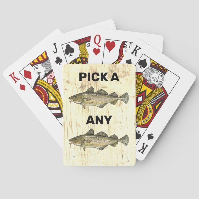Funny Cod Fishing Pun Pick A Card Joke Spielkarten (Rückseite)