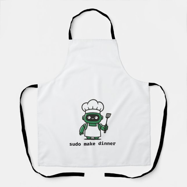 Funny Coder Apron — sudo make dinner Schürze (Vorderseite)