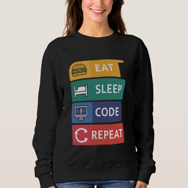 Funny Coder Programmierer Coding Eat Sleep Code Wi Sweatshirt (Vorderseite)