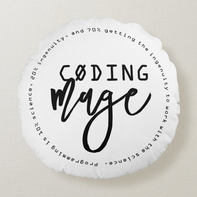 Funny Coding Mage Geek Chic Rundes Kissen (Vorderseite)