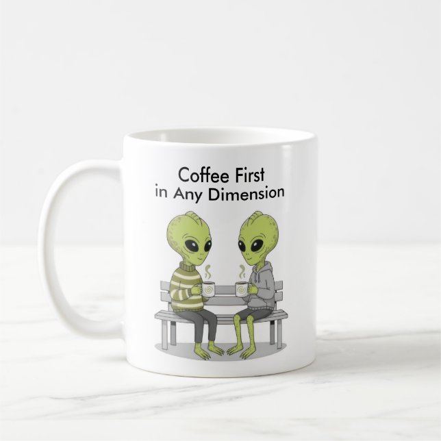 Funny Coffee and Aliens Kaffeetasse (Links)