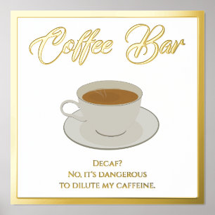 Funny Coffee Bar Text Fox Print Poster