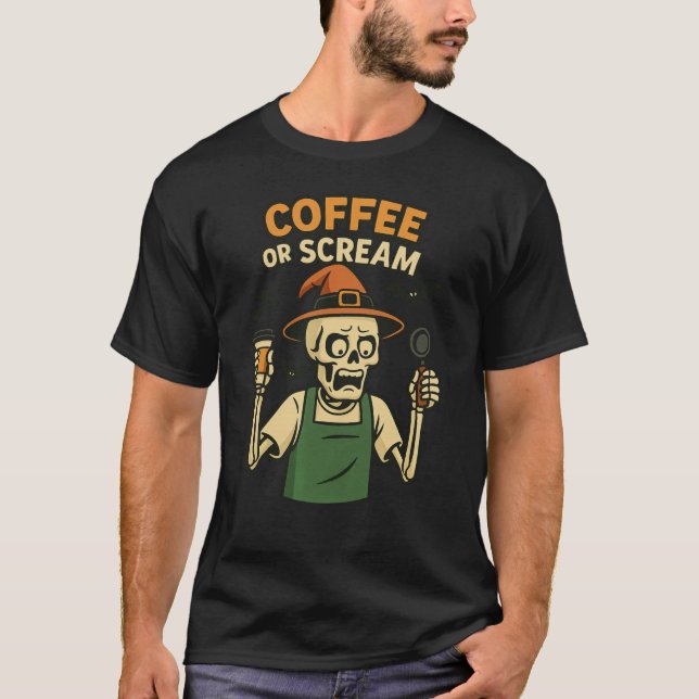 Funny Coffee Halloween T - Shirt (Vorderseite)