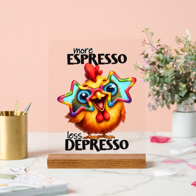 Funny Coffee Huhn Wortart Acrylschild (Hochzeit)