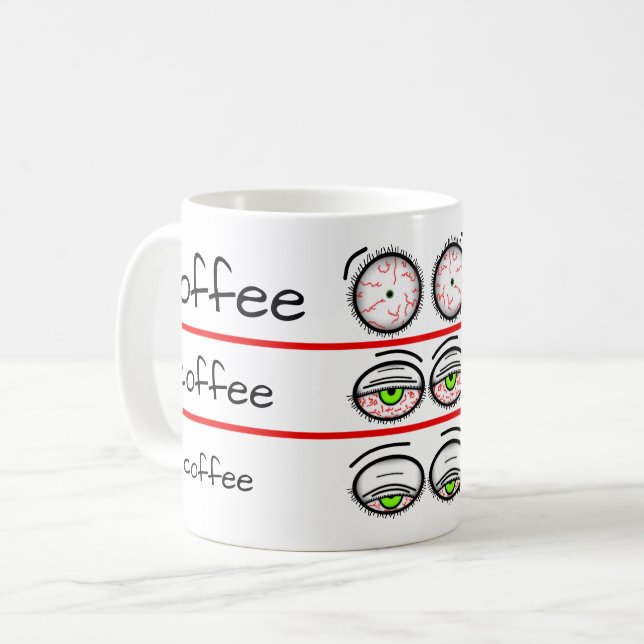 Funny Coffee Mood Levels Design Kaffeetasse (Vorderseite Links)