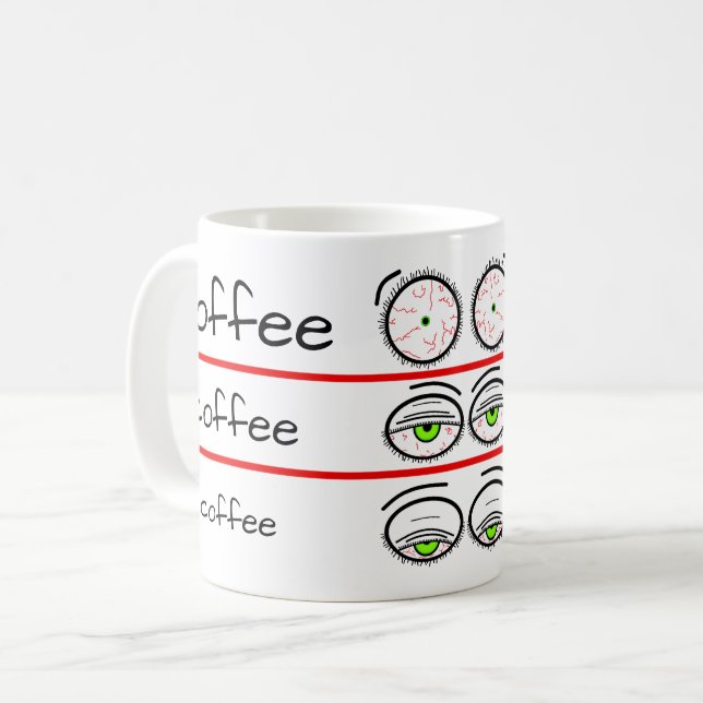 Funny Coffee Mood Levels Design Kaffeetasse (Vorderseite Links)