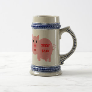 FUNNY COFFEE MUGS - PIGGY BANK - BANK HIER - FARM BIERGLAS