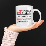 Funny Coffee Prescription Personalisiert Name Kaffeetasse<br><div class="desc">Dieses moderne Design besticht durch eine personalisierte Kaffeebeschreibung. Personalisieren Sie diese,  indem Sie den Text in dem dafür vorgesehenen Textfeld bearbeiten. #coffeemug #coffee #coffeelover #coffeeetime #Tasse #coffeeaddict #coffeeholic #coffeecup #coffeelovers #coffeelove #coffeelife #coffeine #caffeine #Tasse #coffeemugugs #instacoffee #coffeebreak #morningcoffee #gifts #drink #muglifts #coffeeporn #coffeeculture #coffeemugoftheday #butfirstcoffee #christmas #giftideas #coffeemuglove</div>
