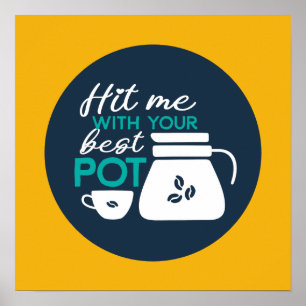 Funny Coffee Pufftypografie Art Retro Farbe Poster