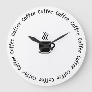Funny Coffee Wall Clock - "Coffee O'Clock" Große Wanduhr