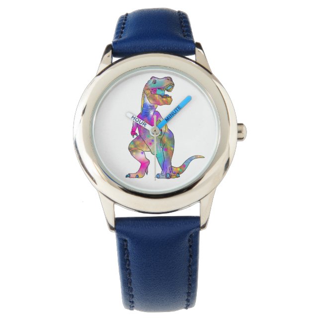 Funny Colorful Beängstigend T Rex Dinosaurier Art Armbanduhr (Vorderseite)