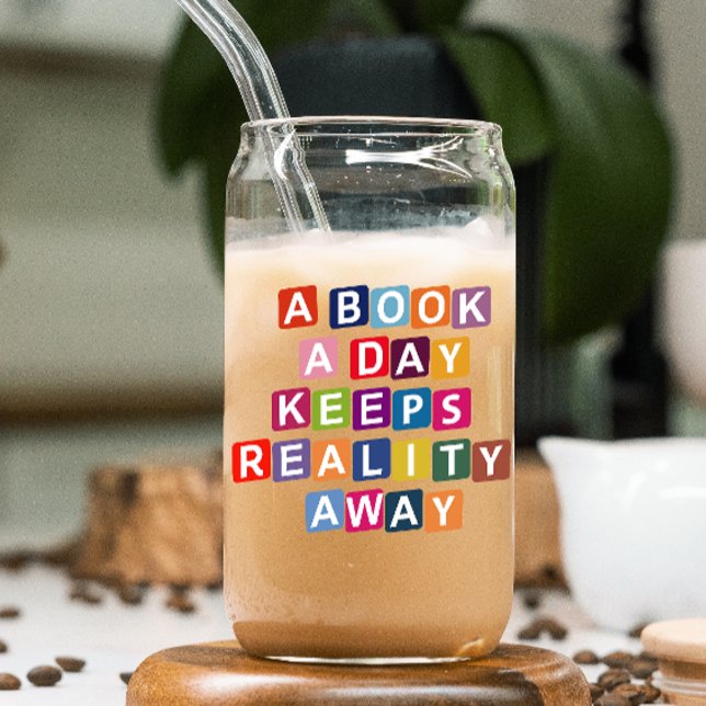 Funny Colorful Book Lover Drinks Dosenglas (Indulge your literary senses with our witty drinking glass, perfect for the book lover in you.)