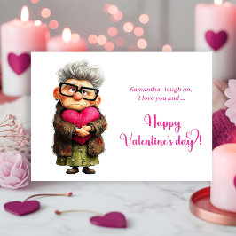 Funny Colorful Bored Granny Valentine Card Feiertagskarte