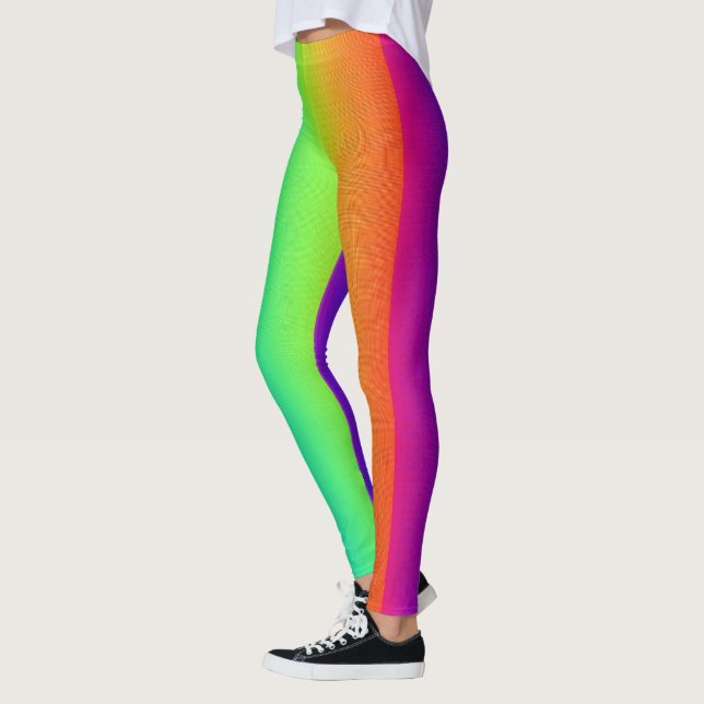 Funny Colorful Bright Regenbogen Streifen Muster Leggings (Links)