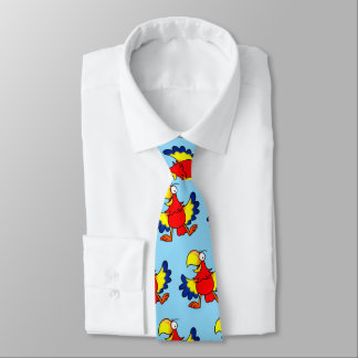 Funny Colorful Cartoon Parrot Bird Krawatte
