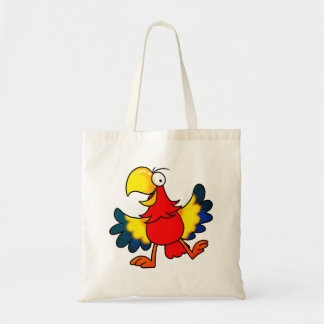 Funny Colorful Cartoon Parrot Bird Tragetasche