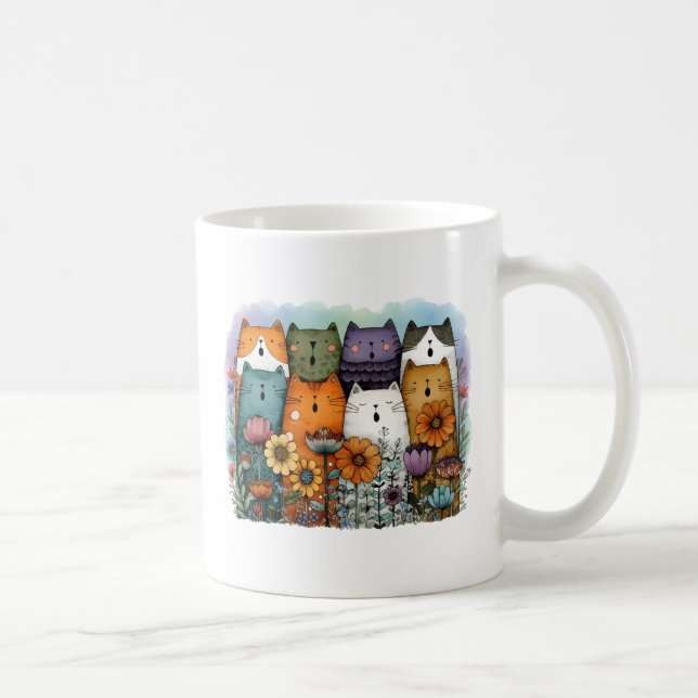 Funny Colorful Cat Kaffeetasse (Rechts)