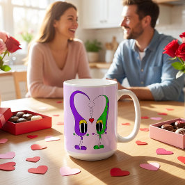 Funny, Colorful, Cute, Cartoon Valentine Heart Kaffeetasse