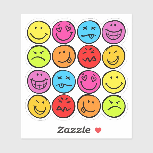 Funny Colorful Faces Aufkleber (Blatt)