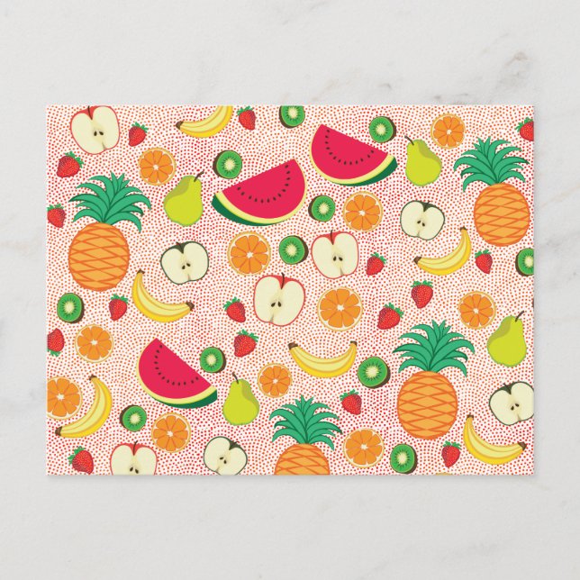 Funny Colorful Frucht Sommer Gesund Gemüse Postkarte (Vorderseite)